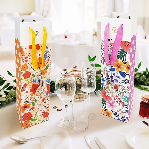 Anzon Mories Lot de 12 sacs cadeaux en papier à pois avec poignée et étiquettes, 4 motifs, 34 x 9,9 x 9,9 cm pour Noël, anniversaire, mariage, Noël, Père Noël - Nail Gallerys