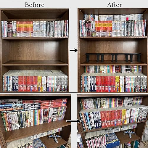 Étagère en bois pour afficher deux rangées de livres sur une seule étagère, étagère en bois réglable pour figurines, gain de place pour livres, DVD, CD - Nail Gallerys