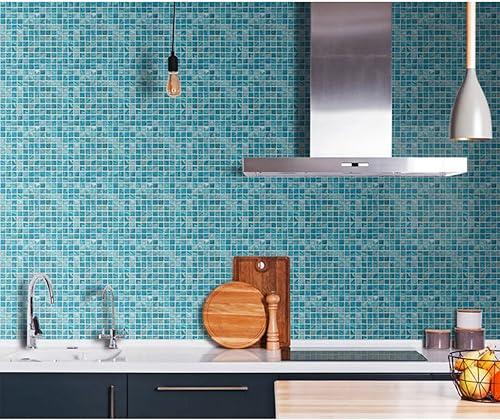 20PCS Stickers Carrelage Auto-Adhésif Autocollant Fond D'écran Étanche Autocollant Carreau Décor Mosaïque (Bleu,10 x 10 cm) - Nail Gallerys