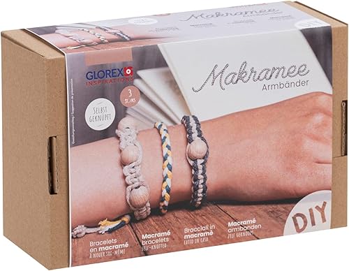 GLOREX 5 1009 02 Kit créatif pendentifs en macramé, à nouer soi-même, anthracite, bordeaux, taupe - Nail Gallerys