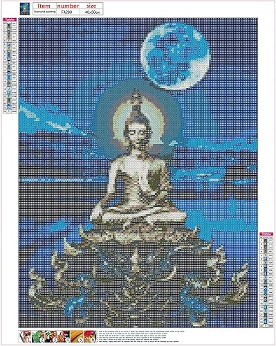Diamond Painting Carré 40x50 cm Bouddha Perle Diamant DIY 5D Peinture Diamant Adulte Strass Carré Stickers Broderie Diamant Grand Format Point de Croix Autocollants Diamond Painting Paysage Lune - Nail Gallerys