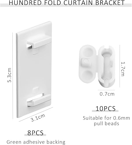 Lot de 8 supports de rideaux plissés, 10 boutons de perles connectés, supports en viscose, stores, crochets de rideaux plissés, accessoires de rideaux, cadres de support d'installation de rideau de - Nail Gallerys