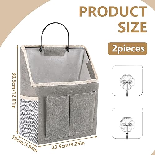 2 Pièces Sac de Rangement Mural à Suspendre,Organiseur de Porte avec 2 Crochets, Organisateur Mural Suspendu avec Poche, Rangement à Suspendre pour Salle de Bain, Cuisine(Gris) - Nail Gallerys