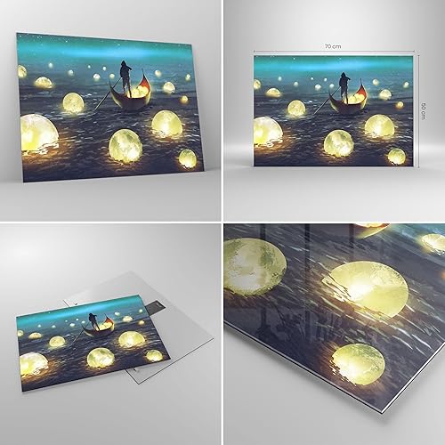 Moderne Impression sur Verre 100x70cm Image Tableau en Verre Decoration Murale bateau eau conte de fées Grand Tableaux Decoratifs Muraux Chambre Cuisine Horizontal Deco Cadre Salon Art GAA100x70-4002 - Nail Gallerys