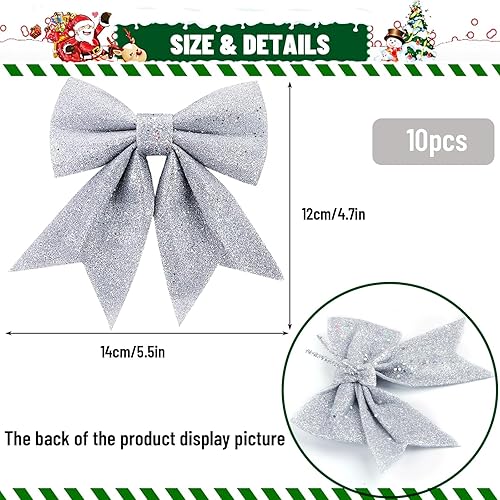 Noeud Rouge Noel, ACTOYS 10 Pièces Arcs de Noël Pailletés, Noeud de Ruban de Noël, Noeud Sapin Noel, Noeuds Pailletés, Decoration Sapin Noel - Nail Gallerys