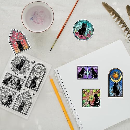 GLOBLELAND Jolis Tampons Transparents en Silicone pour Chat Noir Feuille Fleur Poisson Papillon Animaux de Dessin Animé pour Bricolage Scrapbooking Fabrication de Cartes Album Photo Journal - Nail Gallerys