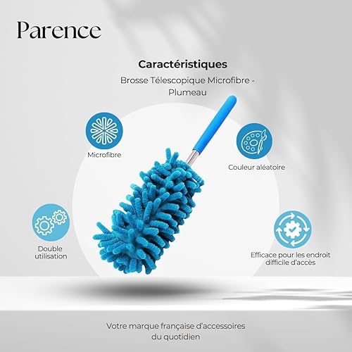PARENCE.- Plumeau Microfibre Télescopique – Manche Extensible 25 à 75 cm | Tête Détachable Lavable | Attrape-Poussière pour Meubles, Voitures, Étagères | Nettoyage Antistatique - Nail Gallerys
