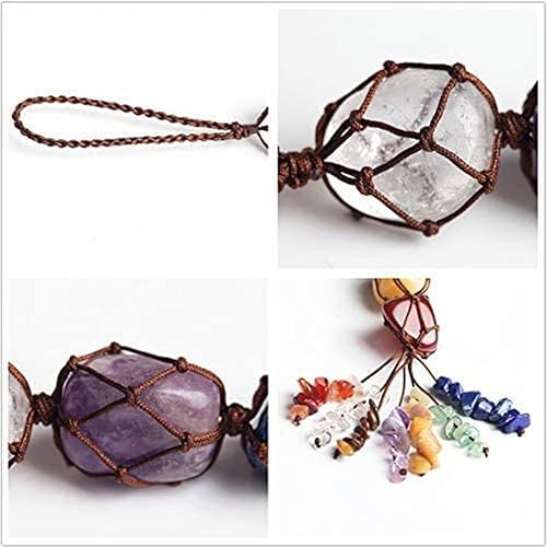 Ornement Voiture Feng Shui Pierres Précieuses, 7 Cristaux Ornements Suspendu, Sept Chakras Couleur Tissé la Main, Chakra Pierres Précieuses Cristaux Cristal Reiki, Pendentif,Voiture Maison Ornement - Nail Gallerys