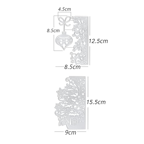 Lot de 2 Noël Matrice de Découpe Scrapbooking en Métal Pochoirs de Découpe Forme Sapin Lumières de Noël Fruits Suspendus Outil de Gaufrage Décoration DIY pour Papier Carte Craft Album Photo - Nail Gallerys