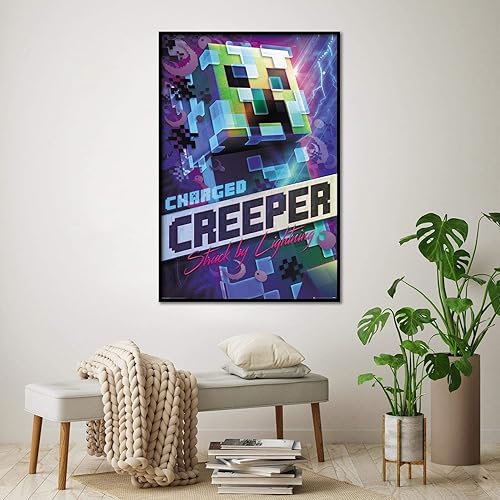 Close Up Poster Minecraft - Charged Creeper (61cm x 91,5cm) + Un Poster Surprise en Cadeau! - Nail Gallerys