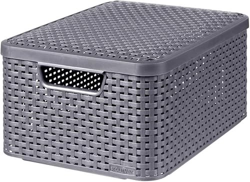 CURVER Lot 3 Boîtes de Rangement Décoratives Style 6L - Pour Ranger le Salon, la Chambre, la Salle de Bain ou le Bureau - 28,5 x 19,4 x 13 cm - Blanc - Nail Gallerys