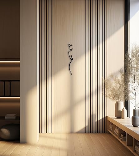 Art Mural en Métal, Décoration Murale Femme en Métal, Déco Corps Féminin, Décoration Murale Verticale de Salon, Noir Art Linéaire (71x10 cm) - Nail Gallerys