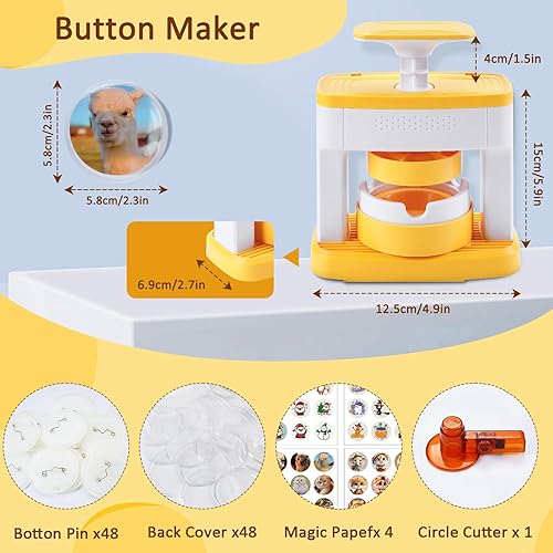 kamoly Machine à Badges, DIY Bouton Maker Badge Die Moule Dispositifs, Broche Pin Making Machine avec 48 pièces en Plastique et Coupe Cercle pour Fête et Cadeaux - Nail Gallerys