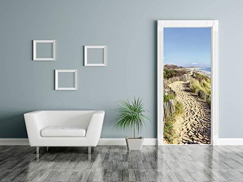 Poster de Porte Sentier du Littoral Plage 85 x 205 cm - Sticker préencollé - Nail Gallerys