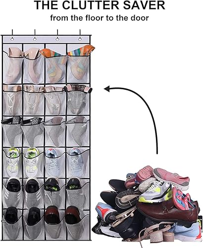 24 Poches Range Chaussures Suspendu, 24 Poches Chaussures étagère, Rangement Chaussures Porte, Rangement de Chaussures pour Dessus de la Porte, Range Chaussures Suspendu pour économiser de L'espace - Nail Gallerys