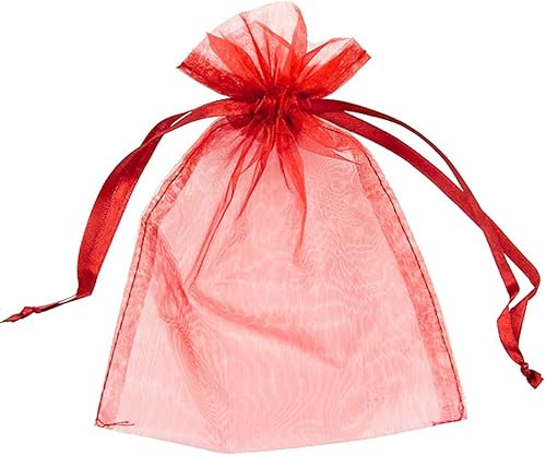 Lot de 50 sacs en organza pour dragées de mariage, fête, bijoux, pochettes en maille avec cordon de serrage (10 cm x 15 cm, bordeaux) - Nail Gallerys
