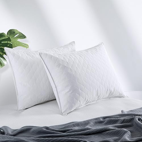 Oreillers en Plumes d'oie 50x70cm Lot de 2, Remplissage Duvet et Plumes d'oie, Oreiller de Lit pour Dormir, Lavable, Oeko-Tex, Blanc - Nail Gallerys