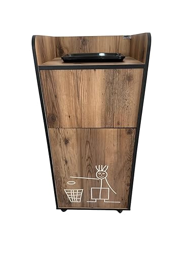 Meuble Poubelle pour Fast Food, Snack, caféteria, Restauration Rapide, Professionnel, horeca, avec bac en PVC et Trappe à Bascule Coloris BOIS - Nail Gallerys