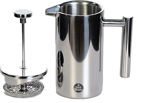 VietBeans French Press Cafetière à piston à double paroi isotherme en acier inoxydable poli avec aspect élégant 350 ml - Nail Gallerys