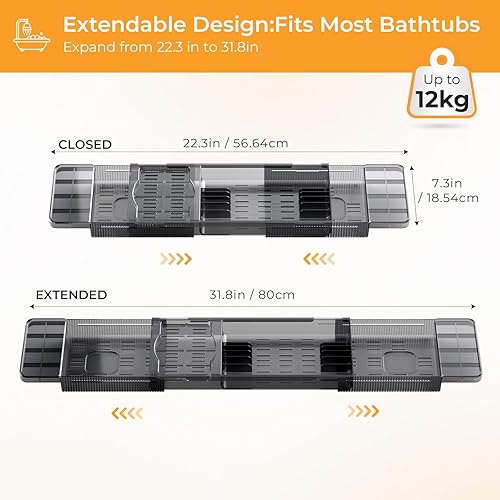 Plateau Baignoire Noir, Tablette Baignoire Plastique, Pont de Baignoire Extensible, Planche de Bain Pouvant Contenir Ipad, Coupe à Vin, Téléphone, Une Bougie, Arôme, Accessoires Spa (Noir) - Nail Gallerys
