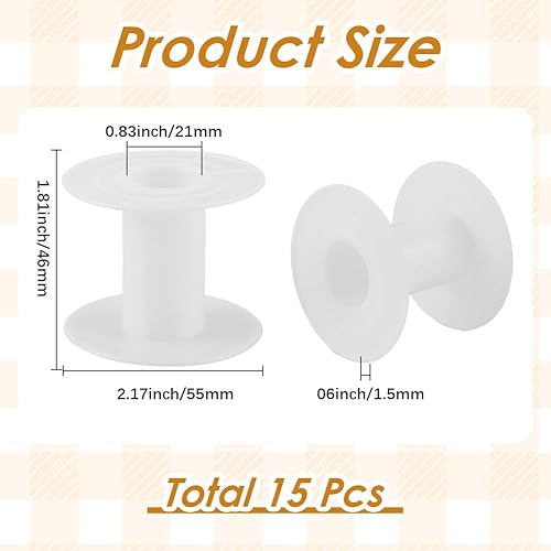 SUNNYCLUE 15 bobine Vide en Plastique de 68 x 74mm Longue Bobine Blanche pour Tissage Chaîne Ruban Support de Fil Organisateur Ficelle en Vrac pour Travaux Manuels Point de Croix Crochet Broderie Aigu - Nail Gallerys