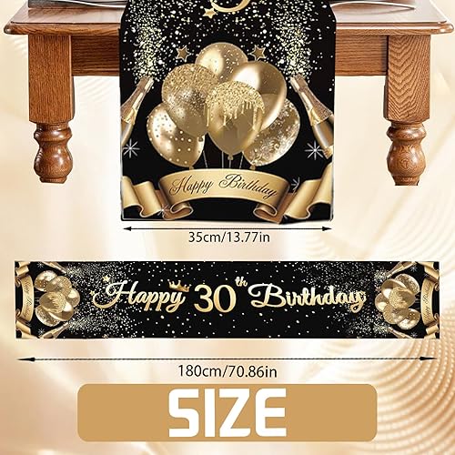 LUKIUP Chemin de Table pour 40e Anniversaire, Decoration Table Noire et Or, Nappe d'anniversaire en Lin, Chemin de Table Happy Birthday pour Anniversaires 40Ème de Filles et de Garçons - Nail Gallerys