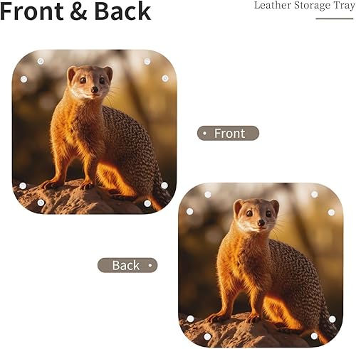 WZYWHJ Plateau de rangement en cuir pour table de chevet, bureau, coiffeuse et plus encore – Facile à nettoyer – Imprimé suricate moyen - Nail Gallerys