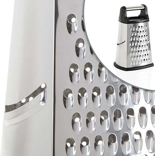 COM-FOUR® Râpe de cuisine avec récipient de collecte - râpe de cuisine et coupe-légumes en acier inoxydable - râpe pour fruits, légumes ou fromage (01 pièces - moyen) - Nail Gallerys