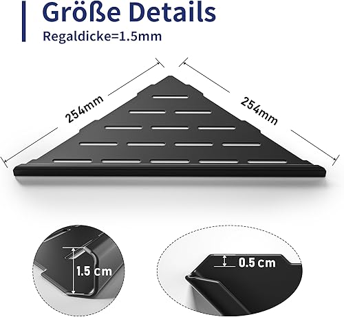 Bernkot Lot de 2 étagères de douche d'angle en acier inoxydable 304 pour murs carrelés, étagère encastrée pour la rénovation de salle de bain (brossée, 254 mm) - Nail Gallerys