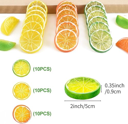 FloralGrace Ensemble de 30 Fruits Artificiels pour Décoration, Citrons Artificiels, Décoration de Fête, Tranches de Citron Artificielles pour Décoration de Fêtes et Festivals - Nail Gallerys