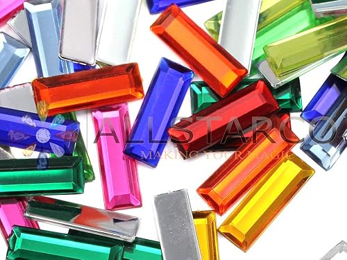 Allstarco 22x7mm Jet Black .JT Baguette Flat Back Rectangle Acrylic Rhinestones Plastic Gems for Crafts Costume Embelishments Card Making Jewels Jewelry Making Cosplay Jewels 40 PCS - Nail Gallerys