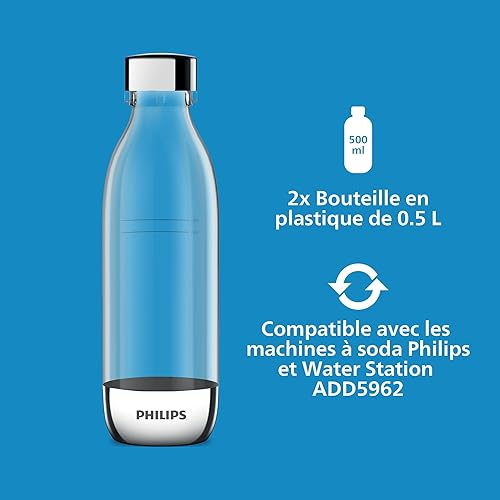 Philips Bouteilles de gazéification, 2 x 0,5 L, Transparentes - Nail Gallerys