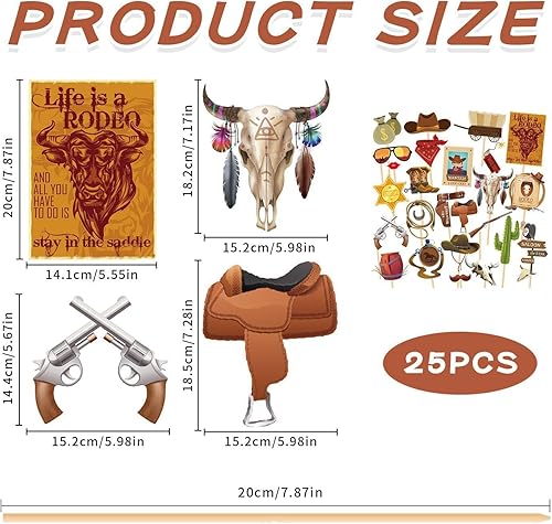 25 Pièces D'Accessoires Photo De Cowboy, Style Cowboy Occidental, Accessoires Sur Le Thème De La Fête D'Anniversaire, Accessoires Photo Portables, Accessoires De Carnaval - Nail Gallerys