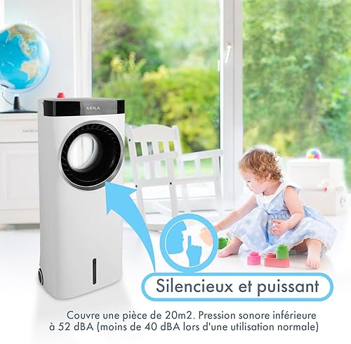 MIZUKI - Ventilateur - Rafraichisseur d'air 3 en 1-75W - Ventilateur - Rafraîchisseur - Purificateur - 20m2 - Classe énergétique A - Nail Gallerys
