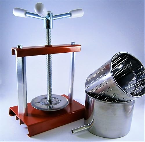AlcoFermBrew Pressoir à Fromage à vis avec Une cuve (Moule à Fromage) de 2,00 Litre - Pressoir à Fruits - Fabriqué en Italie - Nail Gallerys