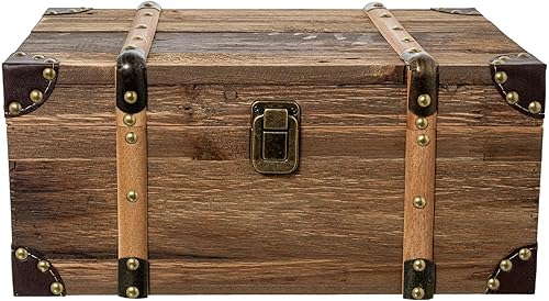 DRW Lot de 2 malles en bois vieilli naturel 45 x 30 x 19 cm - Nail Gallerys