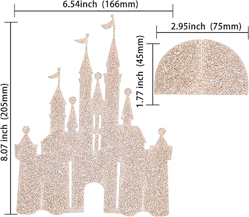 Gyufise Lot de 2 décorations de table château à paillettes sur le thème de la princesse pour anniversaire, fête prénatale, fête princesse, rose clair - Nail Gallerys