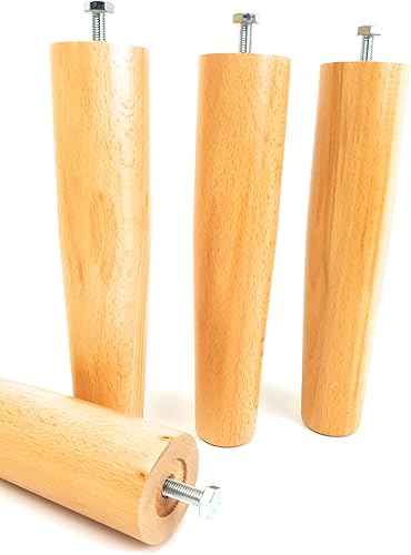 viglietti Lot de 4 pieds hêtres avec boulons/écrous pour filets à lattes en bois, H 30 cm - Nail Gallerys