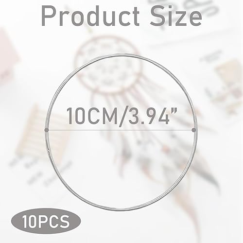 10 Pièces Cercle Metal,10 cm Anneaux Décoratifs en Métal,Anneaux en Métal,Doré Cercle Attrape Reve Cerceau Métal,Cercle art floral pour Faire décor Couronne de Mariage, Dream Catcher et Macrame Wall - Nail Gallerys