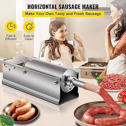 VEVOR Machine à Saucisse Remplissage de Saucisse horizontal de saucisse remplissante de saucisse pour la maison et l'utilisation commerciale en acier inoxydable (5L) - Nail Gallerys