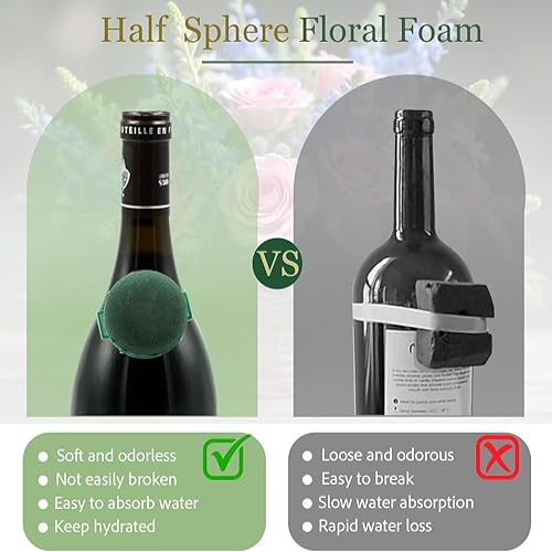 ZHRUOYAO Lot de 12 mini supports ronds en mousse florale pour arrangements floraux, décorations de fête de mariage, décoration de bouteille de vin - Nail Gallerys