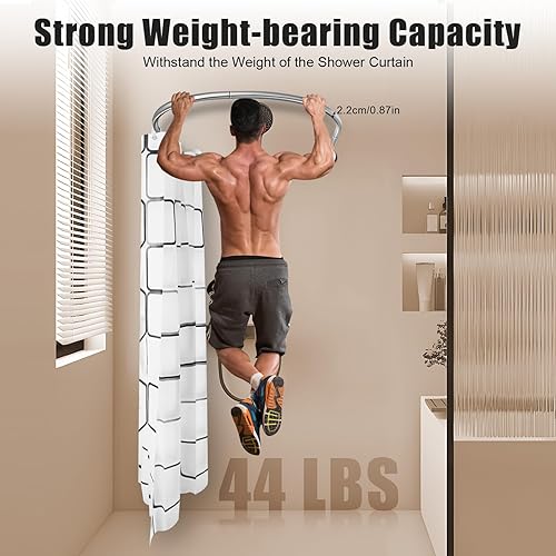 CHFUNE Kit tringle à rideau de douche sans perçage - Barre de rideau de douche incurvée en U - En acier inoxydable - Baignoire - Support pour salle de bain - Argenté - Nail Gallerys