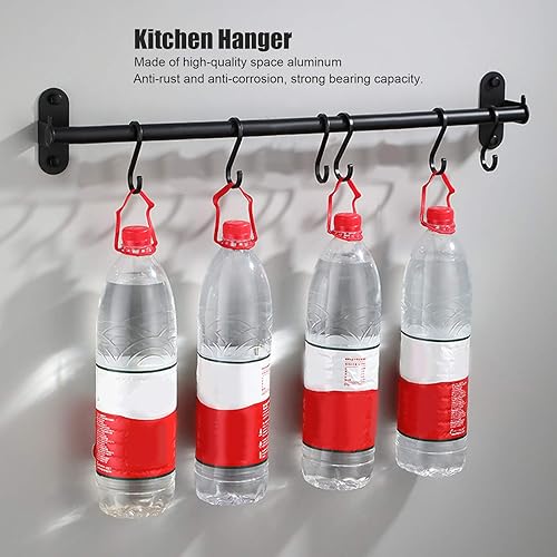 HERCHR Support à casseroles, rail de support suspendu pour casseroles et poêles de 40 cm/15,74 pouces avec 6 crochets, support de barre de pot mural, organisateur de support d'ustensiles de cuisine - Nail Gallerys