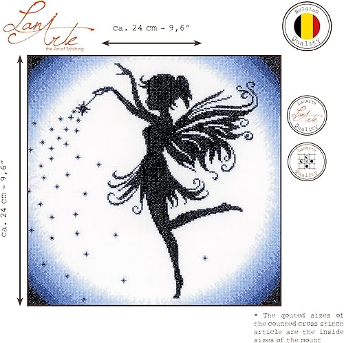 Lanarte Point De Croix Compté Tableau Kit Complet DIY Broderie Motif FÉEPatron Adulte Art Creatif Decoration Salon Activité Manuelle Cadeau ca. 24 x 24 cm Counted Cross Stitch - Nail Gallerys