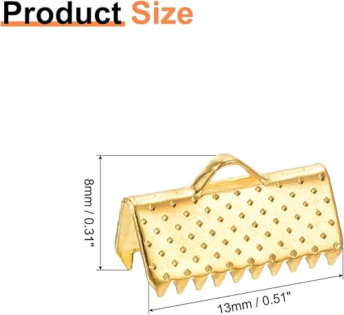 sourcing map Lot de 280 extrémités de pince à sertir pour ruban - 13 mm - Extrémités à sertir - Pour fabrication de bracelets, colliers, bijoux - Noir métallisé - Nail Gallerys