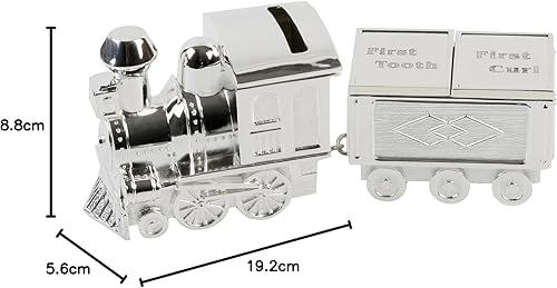 Lime Shop - CG404 - Tirelire en Métal Argenté - Première Mèche et Première Dent (First Tooth & Curl) - 19.2 x 8.8 x 5.6 cm - Nail Gallerys