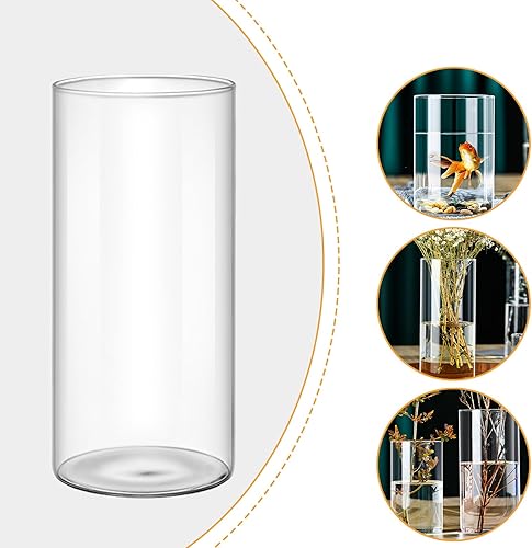 Ksikdeg Vase cylindrique en verre transparent - Plusieurs tailles - Vase à fleurs hydroponique - Porte-bougie - Nail Gallerys