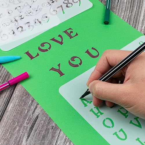 12 pièces Pochoir de lettres, Pochoir Alphabet pour Journal, Pochoir de lettres et de chiffres pour Journal, Carnet de notes, Journal, Décoration d'album - Nail Gallerys