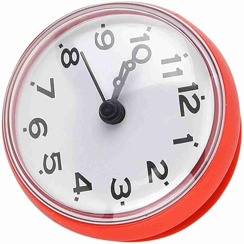 Horloge étanche, Horloge de Salle de Bain, Horloge étanche Silencieuse à Balayage ABS à la Mode pour Salle de Bain ou Cuisine (Rouge) - Nail Gallerys