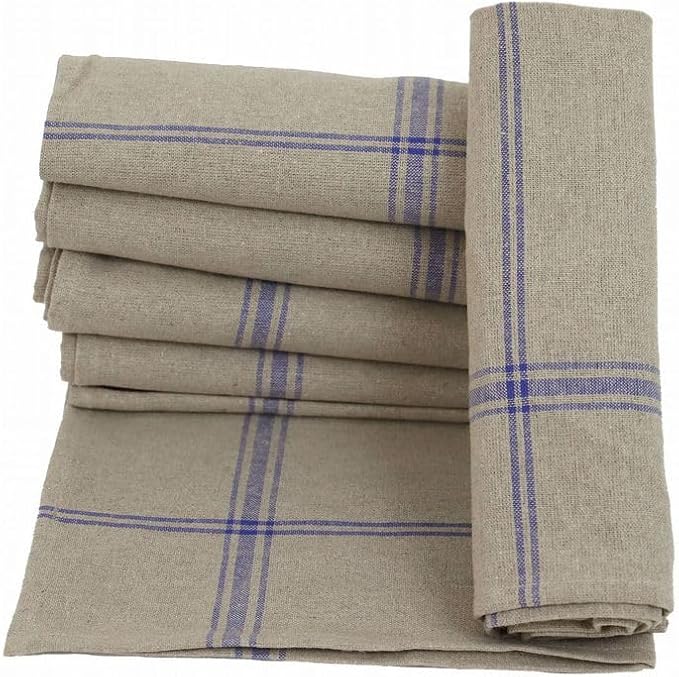 Linandelle - Lot de 6 torchons de cuisine pur Lin NORMANDIE - Vert - 55x75 cm - Nail Gallerys